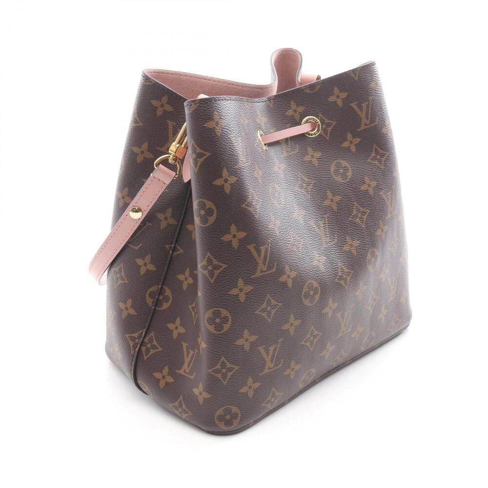 Louis Vuitton Pink Bag Monogram Shoulder Leather Brown NeoNoe Canvas